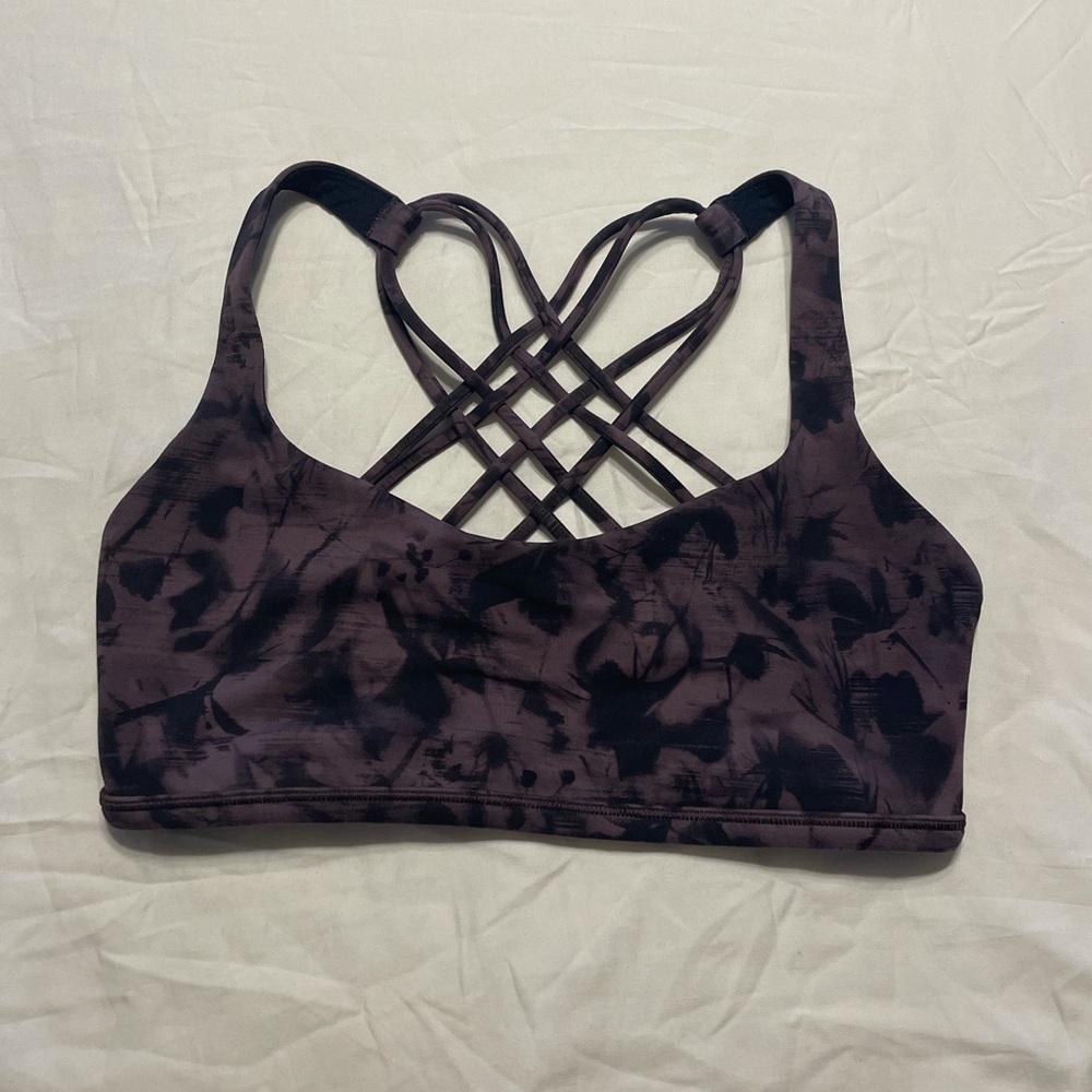 Lululemon “free to be” patterned sports bra.